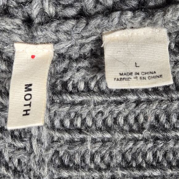 Anthropologie Moth Cardigan Large Long Open Front Gray Rust Wool Blend Knit Coat - Picture 4 of 14